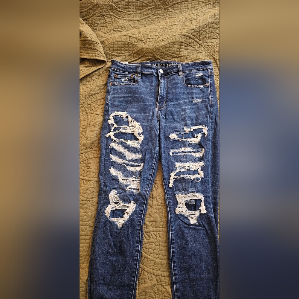American Eagle Outfitters Dark Blue Denim Jeans - 14 Short